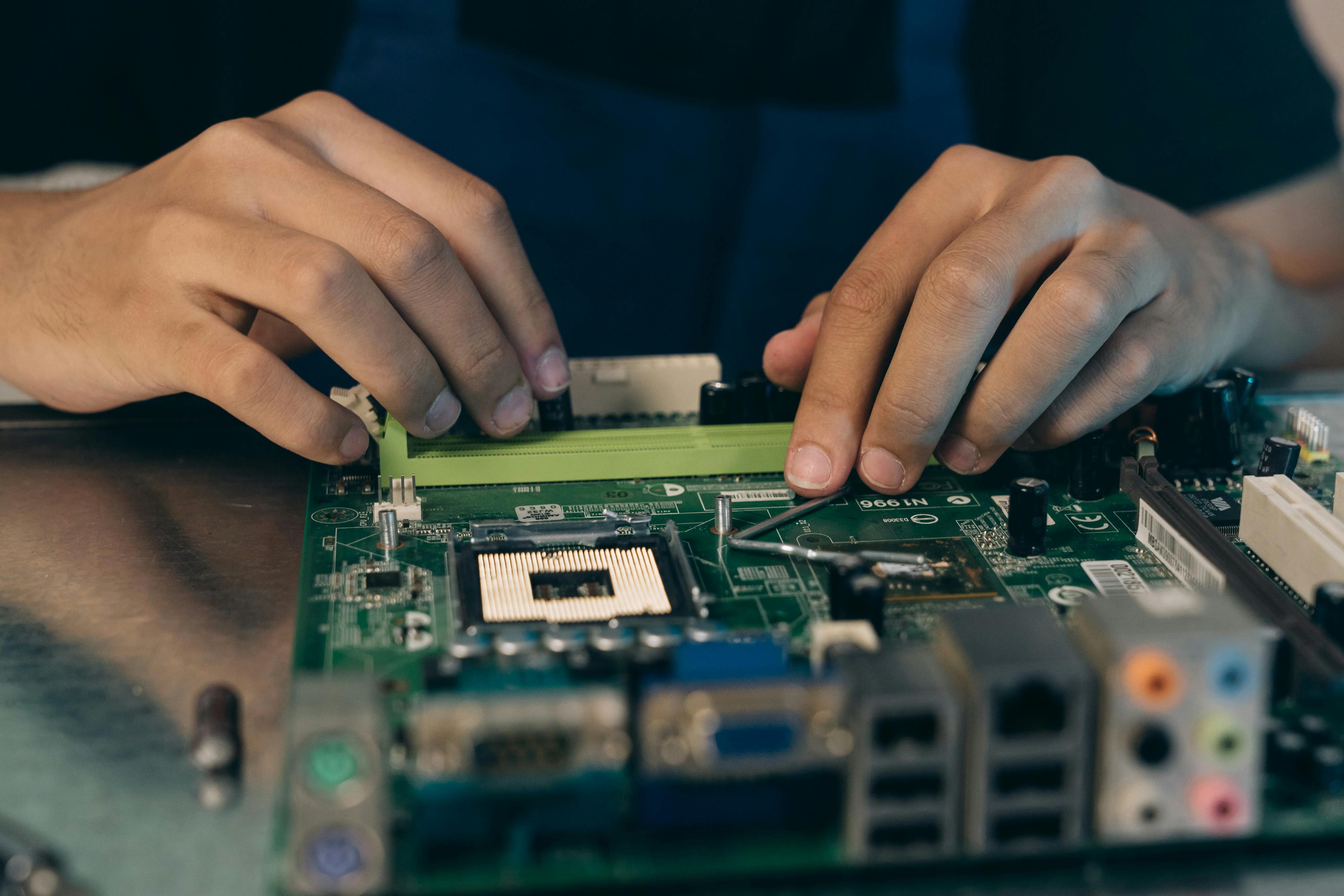 Technician working on PC components